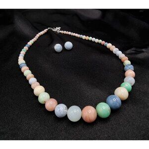 DTR Desert Rose 925 Sterling Silver Natural Multi-Color Opal Beaded Necklace & E